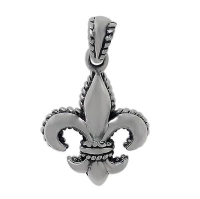 Sterling Silver, Smooth Fleur De Lis Pendant. Approx Pendant Size:16mm L X 14mm W