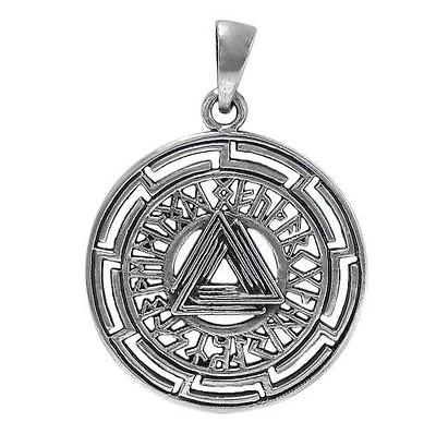 Sterling Silver Viking Pendant, 29mm Diameter