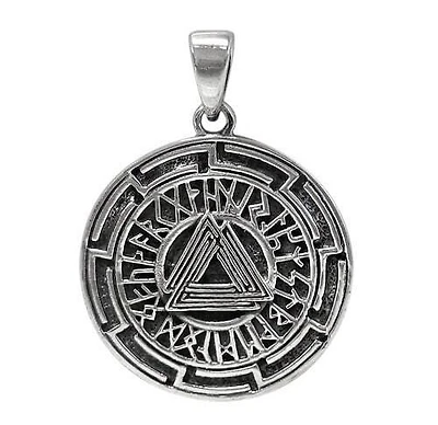 Sterling Silver Valknut Pendant, 26mm Diameter