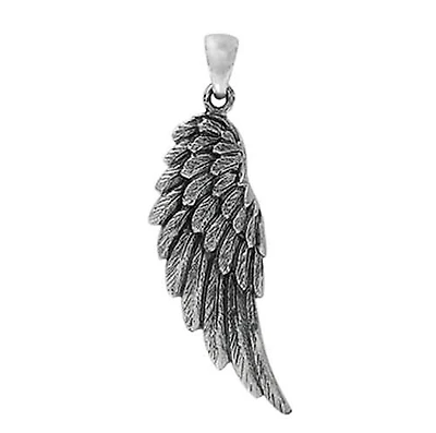 Sterling Silver, Angel’S Wing Pendant. Approx Pendant Size: 36mm L X 14mm W X 1.5mm T