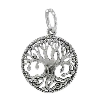 Sterling Silver, Tree Of Life Pendant. Approximate Pendant Size: 17.5mm Diameter X 1mm Thickness