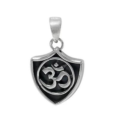 Sterling Silver, Om Pendant With Detail Design. Approx Pendant Size: 21mm L X 19mm W X 2mm T