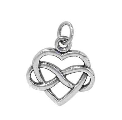 Sterling Silver, Infinity Heart Pendant. Approx Pendant Size: 20mm L X 22mm W X 2mm T