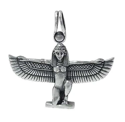 Sterling Silver, Egyptian Sekhmet(Goddess Of War) Pendant. Approx Pendant Size: 24mm L X 32mm W X 3mm T