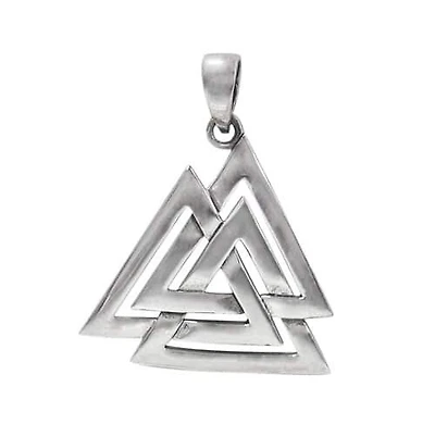 Sterling Silver, Valknut Pendant. Approximate Frame Size: 27mm L X 29mm W X 1.5mm T
