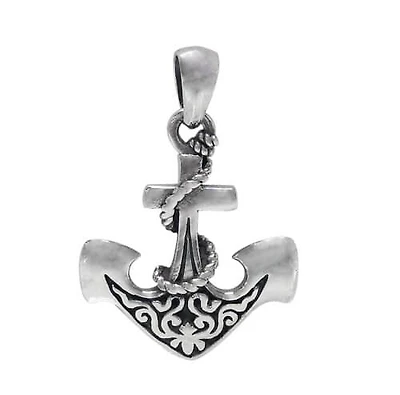 Sterling Silver, Smooth Detail Anchor Shape Pendant. Approx Pendant Size: 33mm L X 28mm W X 3mm T