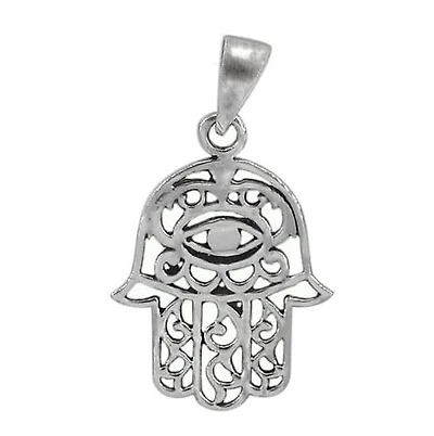 Sterling Silver Hamsa Pendant, 20X18mm Frame.