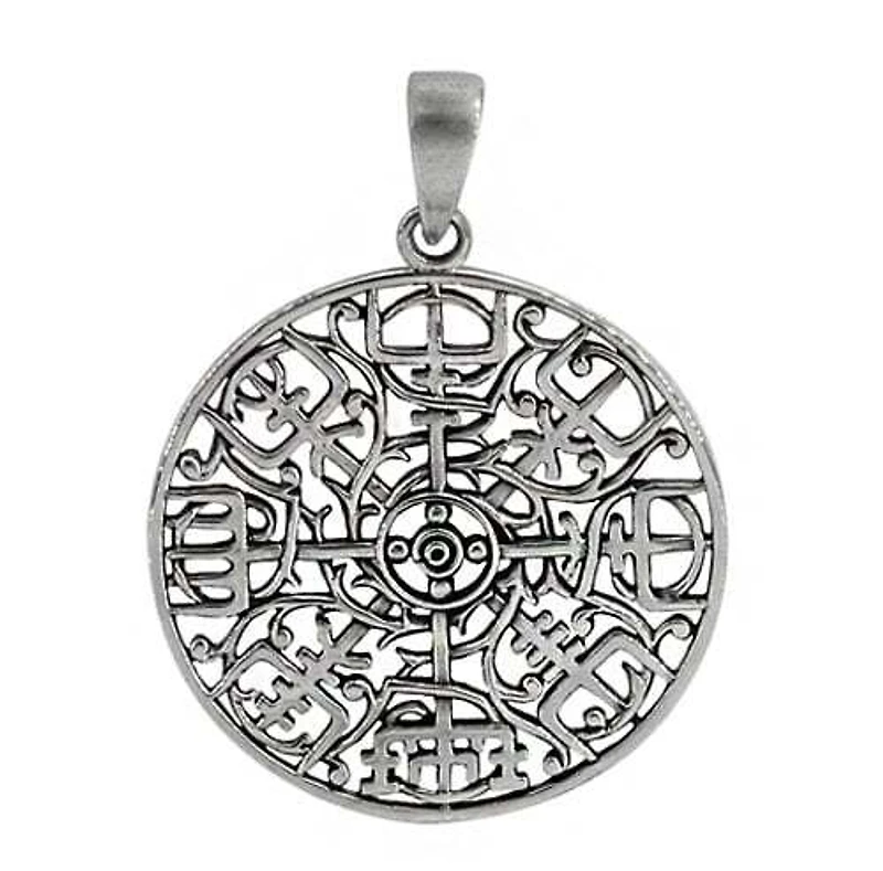 Sterling Silver Vegvisir Pendant, 32mm Diameter