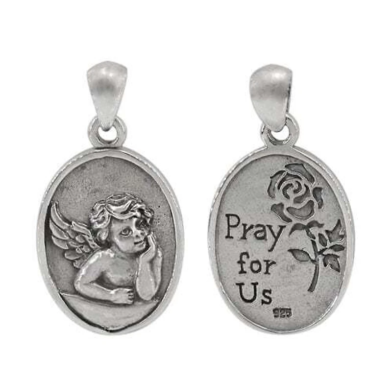 Sterling Silver Angel Pendant, 25X18mm Frame