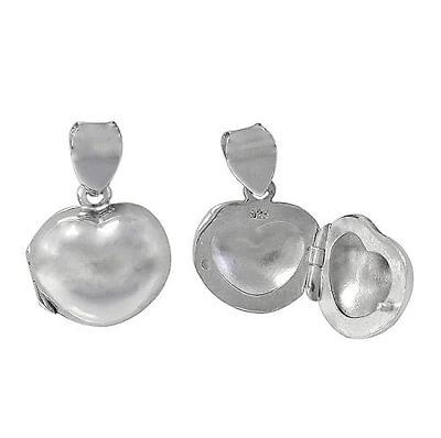 Sterling Silver, Puff Heart Locket. Approx Size: 13mm L X 15mm W X 9mm T