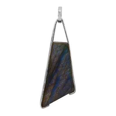 Sterling Silver With Rhodium, 17X32mm Labradorite Pendant