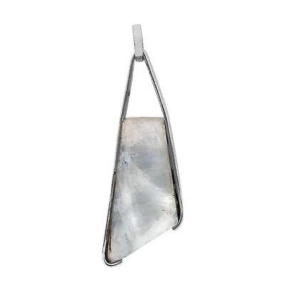 Sterling Silver With Rhodium, 17X32mm Rainbow Moonstone Pendant