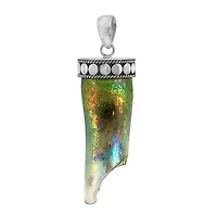 Sterling Silver, 17X49mm Free Shape Roman Glass Pendant