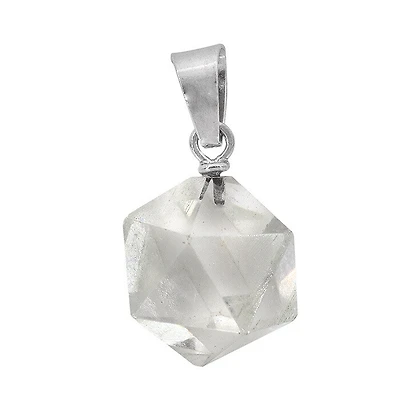 Sterling Silver With Rhodium, 14X15mm Crystal Pendant