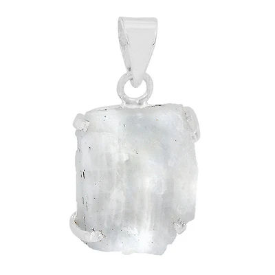 Sterling Silver, Rough Free Shape Moonstone Pendant