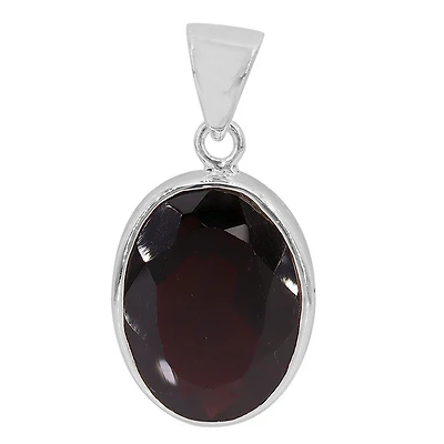 Sterling Silver, 14X27mm Garnet Pendant