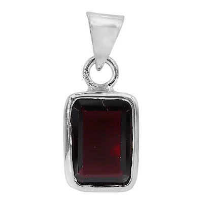 Sterling Silver, 11X15mm Garnet Pendant