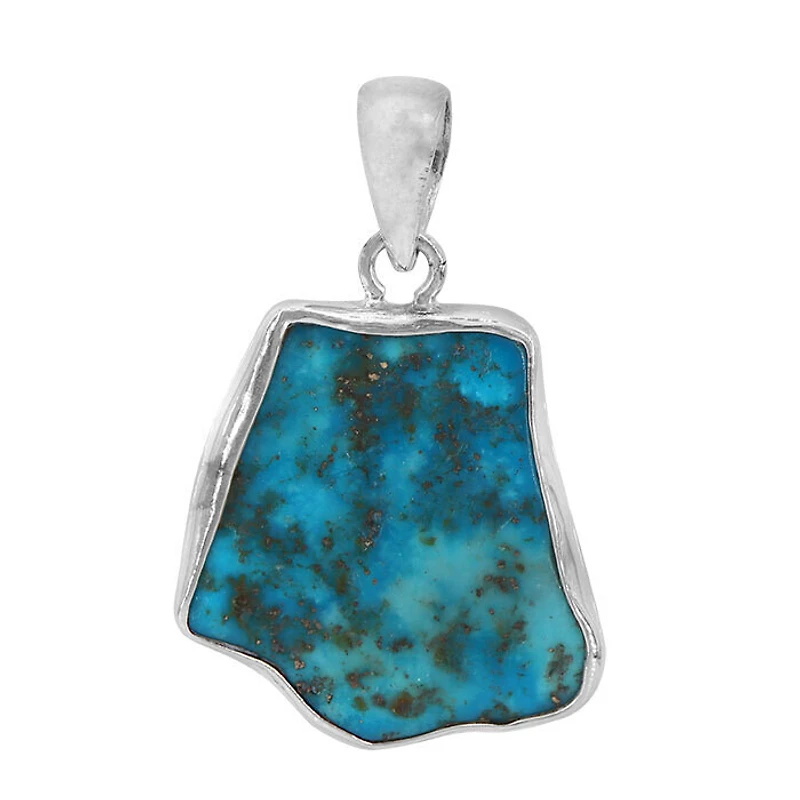 Sterling Silver, 23X25mm Arizona Turquoise Pendant