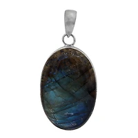 Sterling Silver With Rhodium, 20X30mm Labradorite Pendant