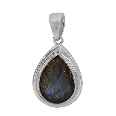 Sterling Silver With Rhodium, 10X14mm Labradorite Pendant