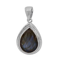 Sterling Silver With Rhodium, 10X14mm Labradorite Pendant