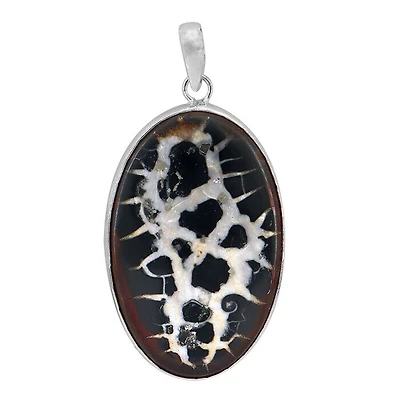 Sterling Silver, 30X47mm Sectarian Fossil Pendant