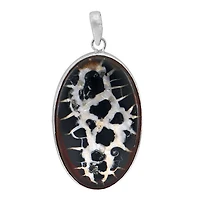 Sterling Silver, 30X47mm Sectarian Fossil Pendant