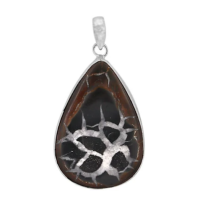 Sterling Silver, 31X45mm Sectarian Fossil Pendant
