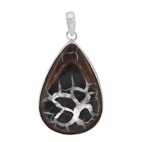Sterling Silver, 31X45mm Sectarian Fossil Pendant