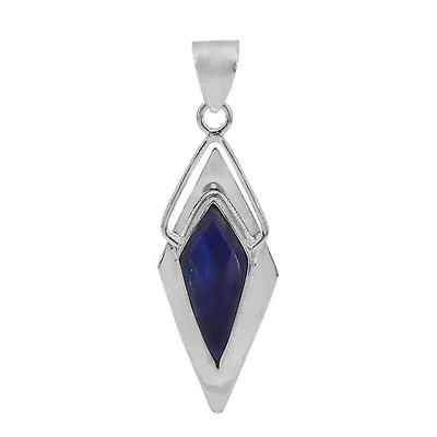 Sterling Silver, 11X26mm Lapis Lazuli Pendant