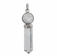 Sterling Silver With Rhodium, 10X40mm Crystal Pendant With 14mm Crystal Ball