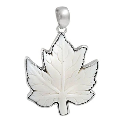 Sterling Silver Maple Leaf Pendant, 31X36mm(Bone)