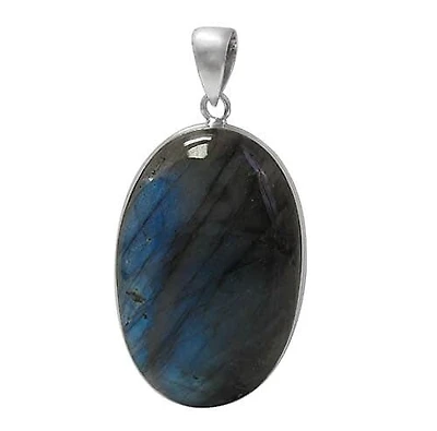 Sterling Silver With Rhodium, 50X32mm Labradorite Stone Pendant, Colour And Size May Vary