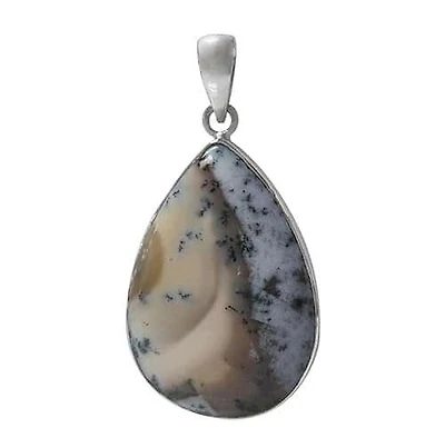Rhodium Plated On Sterling Silver, Teardrop Shape Stone Pendant. Colour And Size May Vary. Approximate Stone Size: 43mm L X 30mm X 6mm T