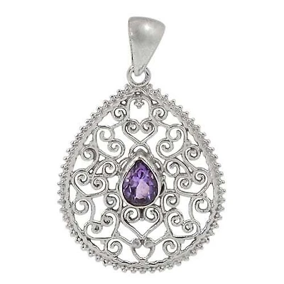 Sterling Silver With Rhodium Plated Stone Pendant, 5X8mm(Stone). Colour And Size May Vary