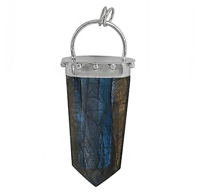 Sterling Silver With Rhodium Faceted Stone Pendant, 32X16mm(Stone)