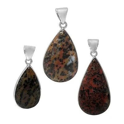 Sterling Silver, Smooth Teardrop Shape Stone Pendant. Colour And Size May Vary. Approx Stone Size: 34-45mm L X 21-26mm W X 6mm T