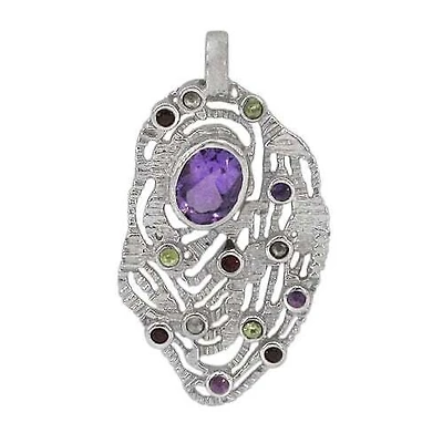 Sterling Silver With Rhodium Stone Pendant, 33X21mm(Outer Frame). Colour And Size May Vary