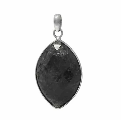 Rhodium Plated On Sterling Silver, Faceted Marquise Shape Stone Pendant. Colour And Size May Vary. Approx Stone Size: 31mm L X 21mm W X 7mm T