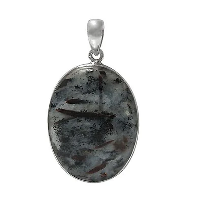 Sterling Silver, Oval Shape Stone Pendant. Colour And Size May Vary. Approx Stone Size: 40mm L X 30mm W