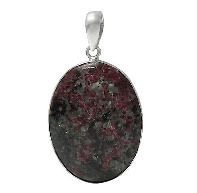 Sterling Silver, Oval Shape Stone Pendant. Colour And Size May Vary. Approx Stone Size: 40mm L X 30mm W