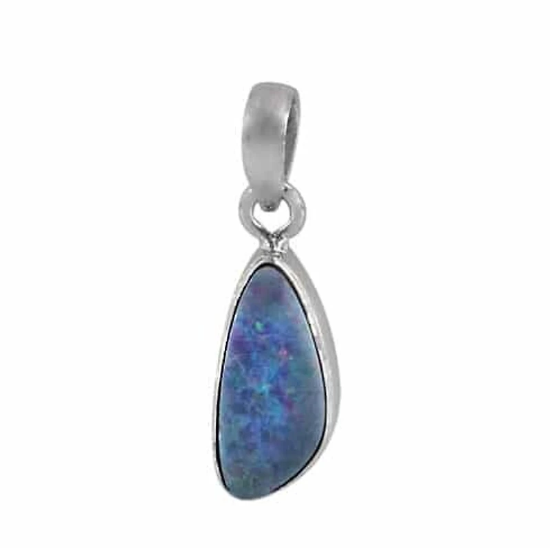 Sterling Silver With Rhodium Plated Stone Pendant