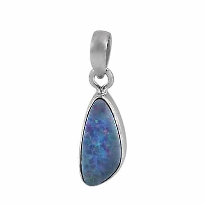 Sterling Silver With Rhodium Plated Stone Pendant