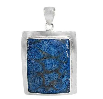 Sterling Silver, Flat Rectangular Shape Stone Pendant, 31X23mm(Stone). Colour And Size May Vary