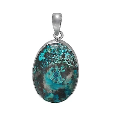 Rhodium Plated On Sterling Silver, Oval Shape Stone Pendant. Colour And Size May Vary. Approx Stone Size: 43-56mm L X 26-36mm W
