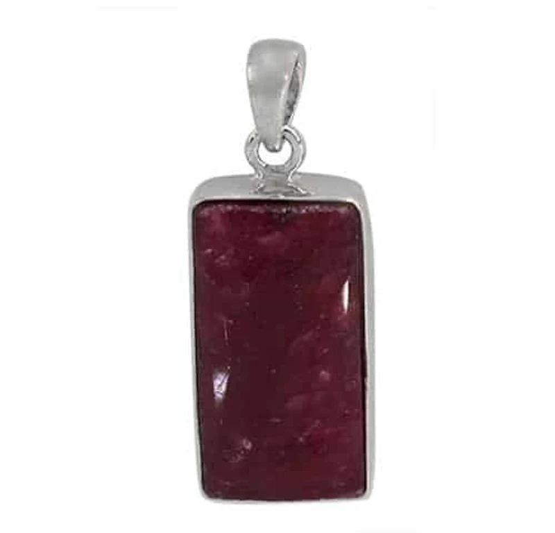 Sterling Silver With Rhodium Stone Pendant