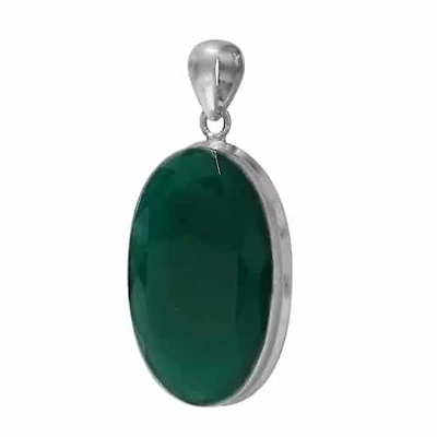 Rhodium Plated On Sterling Silver, Faceted Oval Shape Stone Pendant. Colour And Size May Vary. Approx Stone Size: 38mm L X 26mm W