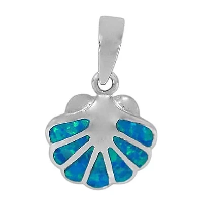 Rhodium Plated On Sterling Silver, Smooth Sea Shell Stone Pendant. Approx Pendant Size: 13mm L X 13mm W 4mm T