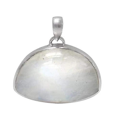 Rhodium Plated On Sterling Silver, Free Form Shape Stone Pendant. Colour And Size May Vary. Approx Stone Size: 26mm L X 37mm W