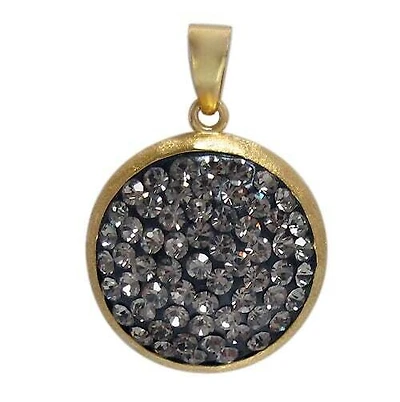 Gold Plated On Sterling Silver, Brush Finished, Faceted Round Stone Pendant. Approx Pendant Size: 18mm Diameter